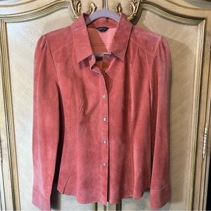 Vintage Peach Suede Pearl Snap Front Button Western Shirt Jacket